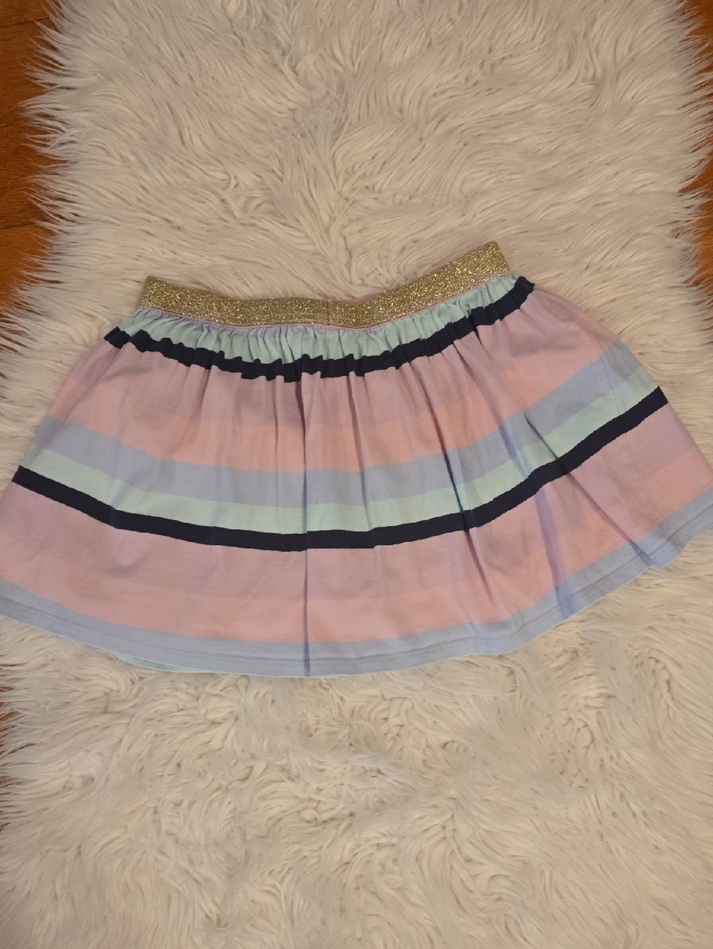 Cynthia Rowley Pastel Stripe Skort with Gold Elastic Waistband
